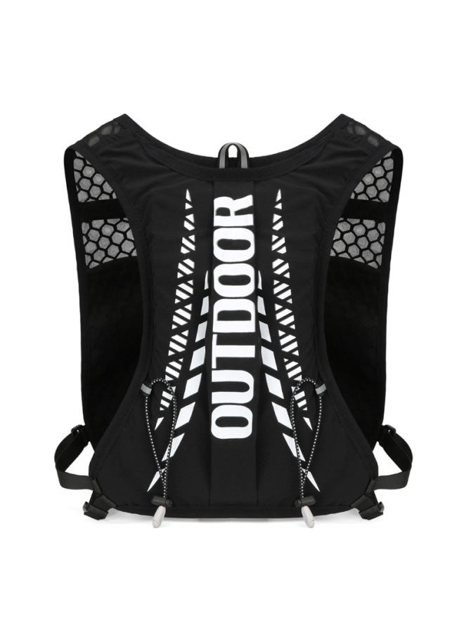 Lightweight Outdoor Sports Backpack Large Capacity Hiking Running Vest Bag Nylon Material Unisex Urban Wilderness Style-Color:Black-Capacity:Backpack 500ml Kettle - Image 1